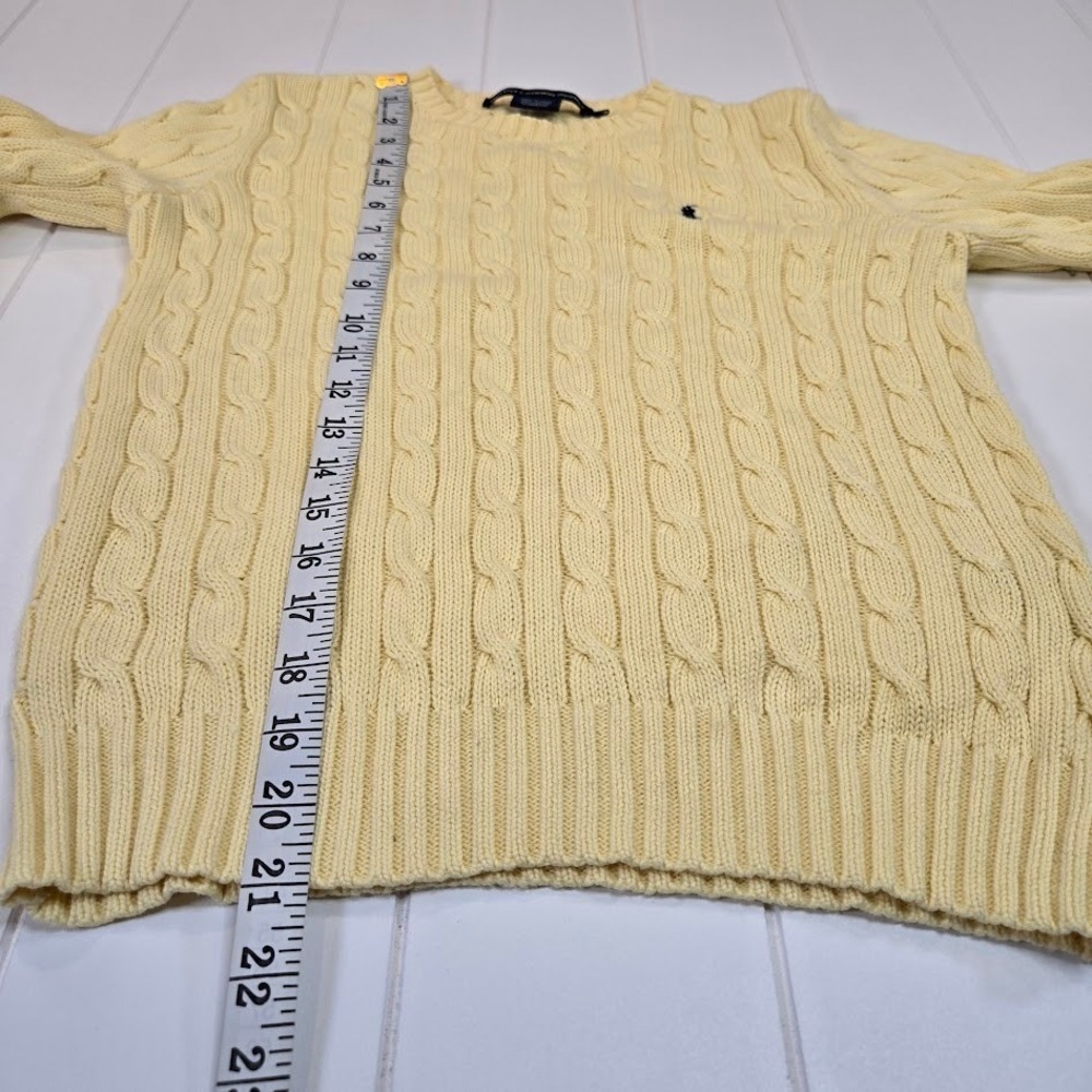 Ralph Lauren Sport Butter Yellow Cable Knit Crewneck Sweater Women's Size MEDIUM - Picture 6 of 6